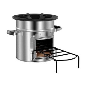 VEVOR Camping Rocket Stove, Wood Burning Portable Rocket Stove with Carrying Bag for Backpacking, Stainless Steel, Single Door, Burn Wood