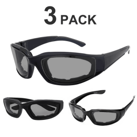 3 pairs Motorcycle Sports Biker Riding Glasses Wind Resistant Eye Protection Sports Goggles Cycling Glasses Sunglasses Grey Color(TK/TMEU for sel