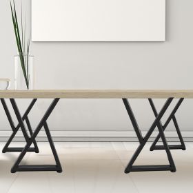 Metal Table Legs, 28x18 Inch Desk Legs, Set Of 2, Heavy Duty Bench Legs, Z Shape Metal Furniture Legs, Wrought Iron Coffee Table Legs, Home DIY F (Option: Black)