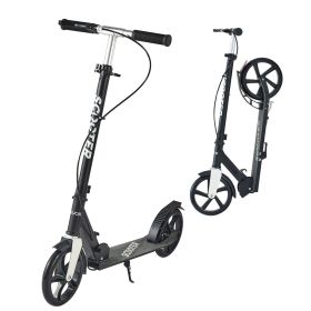 VEVOR Kick Scooter for Kids Ages 8+, Teens & Adults, 2-Wheel Toddler Scooter with Adjustable Height Handlebar, Wide Anti-Slip Deck (Color: Black & Silver)