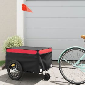Bike Trailer Black and Red 99.2 lb Iron (Color: Red)