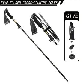 5-Section Collapsible Hiking Poles - Lightweight Trekking Poles with Secure External Lock, Adjustable Length (Color: Black)